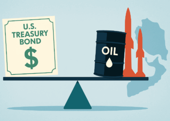 Ilustración del equilibrio entre rendimientos de bonos del Tesoro y petróleo en tensión.
