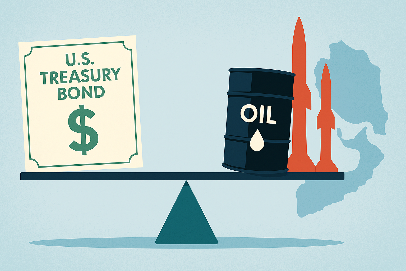 Ilustración del equilibrio entre rendimientos de bonos del Tesoro y petróleo en tensión.